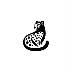 Stylized black silhouette of a cheetah with spotted pattern