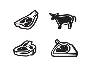 Elegant Butcher Shop Symbol Collection Minimal Line Art Vector