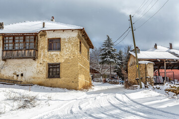 old house in the snow