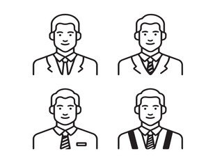 Stylish Career Man Icon Collection Minimal Line Art Vector Set