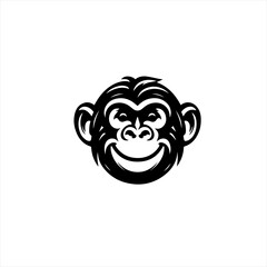 Obraz premium Stylized black and white monkey face logo design