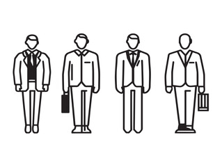 Elegant Career Man Symbol Set Minimal Line Art Vector Illustration
