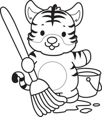 Obraz premium Coloring book of cute tiger character vector clip art for children. 
