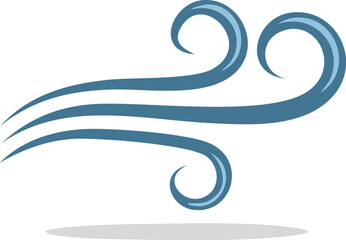 Obraz premium A stylized gust of blue wind. A simple vector icon for weather, air, and nature concepts. Generative AI