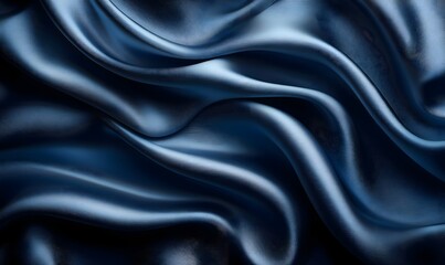 Obraz premium Close up of flowing blue silk fabric with soft folds and subtle shadows creating depth texture