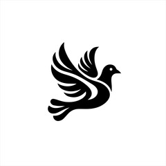 Fototapeta premium Stylized black dove in flight isolated on white background