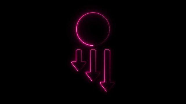 Abstract neon glowing reduce-cost icon isolated on black background. HD Video motion graphic .