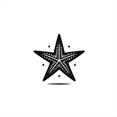 Obraz premium Black and white graphic illustration of a stylized starfish with decorative patterns