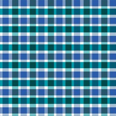 Classic blue and teal plaid fabric pattern reminiscent 
