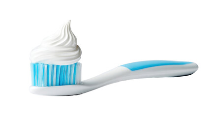 Toothbrush with Toothpaste Isolated on White Background &ndash; Dental Hygiene, Oral Care, and Health Concept