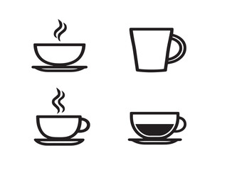 Minimalist coffee collection featuring mugs beans and brewing icons  