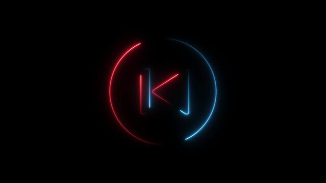 Abstract neon glowing next play button icon animation.glowing play button animation. Music play button icon .