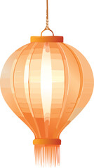 An orange, paper Chinese or Japanese lantern. An isolated vector illustration for concepts of Asian culture, festivals, and celebrations. Generative AI