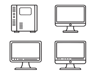 Computer device vector icons in modern minimalist outline design  
