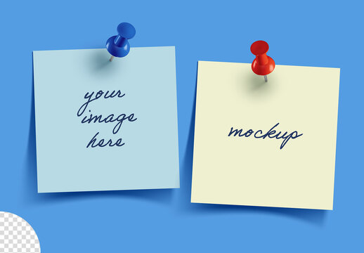 Paper Notes with Pushpins Mockup Isolated