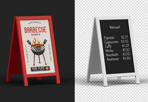 Foldable Advertising Outdoor Sign Mockup Isolated