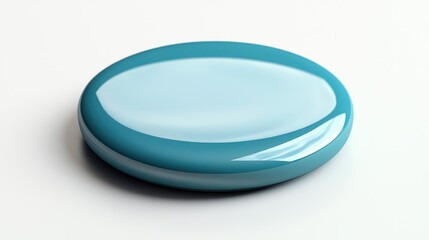 Teal glossy button, isolated on white.