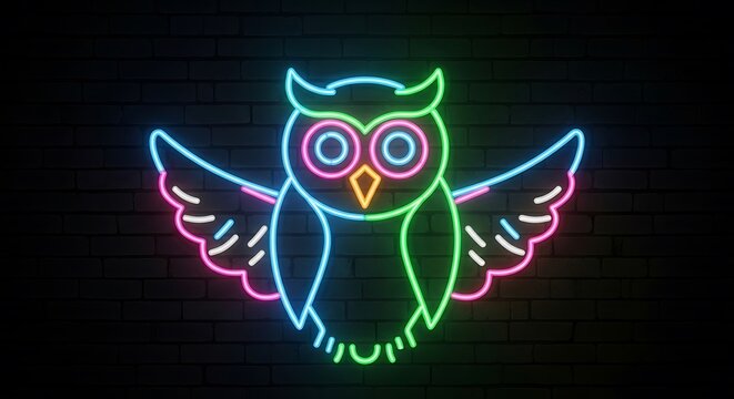 Neon Owl Sign. - Powered by Adobe