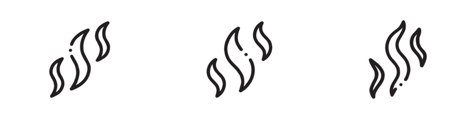Obraz premium Steam, smoke flat icon set. Aroma smell symbol. Aroma icon. Vector Illustration. EPS 10