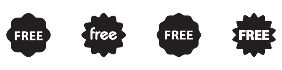 Sale free icon . Free label. Black free badge sticker. 