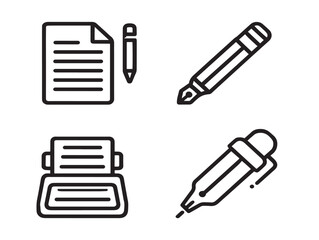 Elegant Copy Writing Symbols Minimal Line Art Illustration