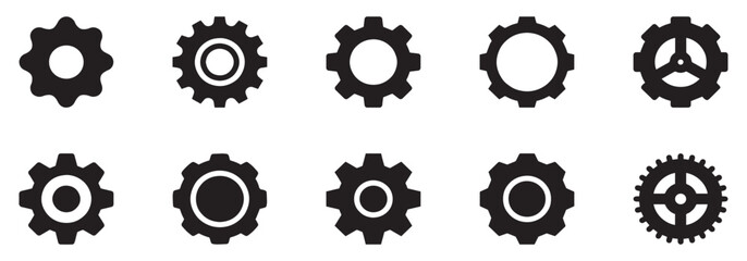 Gears collection. Gear settings icons. Set of black gear wheels. Gear icon vector set. clockwork illustration sign collection. Mechanics symbol. EPS 10