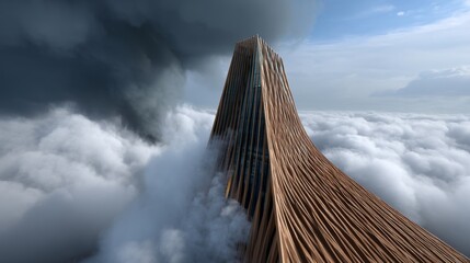 Futuristic Parametric Skyscraper Design with Cinematic Lighting in Overhead View