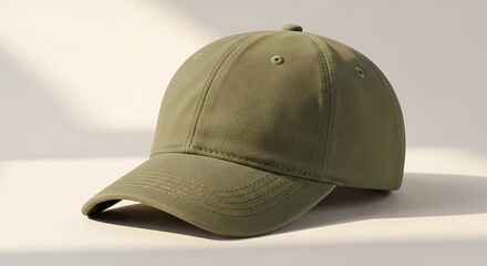 Olive Green Baseball Cap Simple Studio Display Fashion Accessory