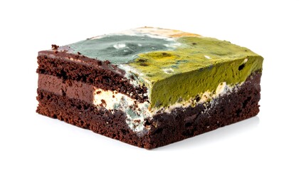 Moldy chocolate cake slice