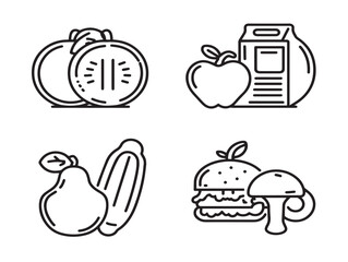 Professional Diet And Nutrition Symbols Outline Vector Illustration