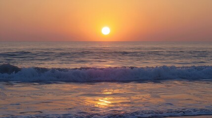 Sunrise & Sunset Coastal Landscapes: Orange/Red Sky Reflections, Blue Ocean Waves & Summer Beach Vistas