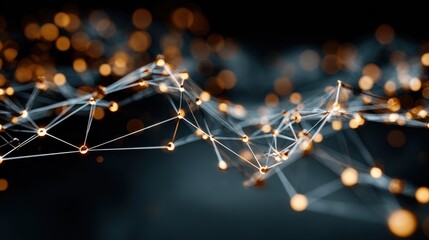 Digital Network with Glowing Nodes