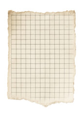 Torn vintage note paper with a grid pattern in black and white.