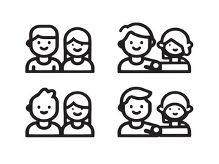 Elegant Friendship Icon Collection Creative Modern Outline Vector Illustration