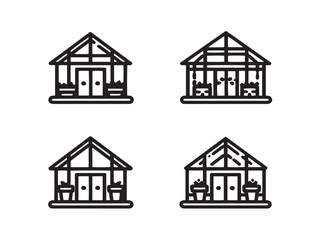 Elegant Greenhouse Icon Collection Stylish Outline Vector Illustration