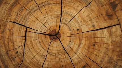 a detailed image of wood, featuring a natural wood grain pattern with warm golden brown colors and visible growth rings, the wood surface is rugged and textured with subtle cracks and imperfections