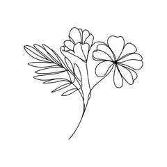 line art mono line hand drawing vector flower illustration