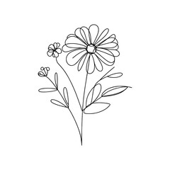 line art mono line hand drawing vector flower illustration