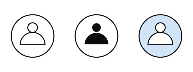 Contact icon designed in line art, fill, and colored outline styles with a white background. Represents personal profile, address book, communication, and user details.