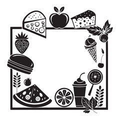 Minimal Frame with Delicious Food Silhouette