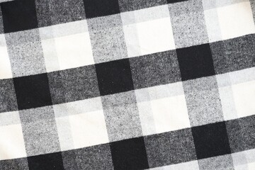 Black checkered napkin towel isolated, kitchen napkin cloth in black