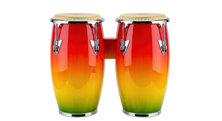 Isolated dual conga drums set, music and rhythm with skin head and adjustable tuning lugs
