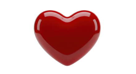 Isolated red heart shape object with glossy surface and light reflections, love and romance