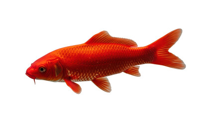 Isolated red goldfish swimming in studio shot, bright color, popular aquarium animal, pet