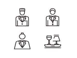 Modern Hotel Service Icon Collection Outline Vector Illustration