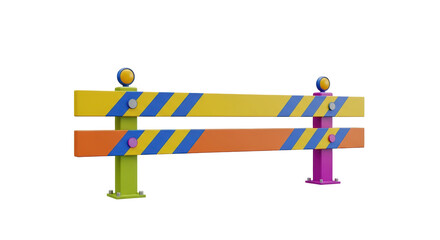 Isolated Construction Barrier with Stripes for Traffic Control, Roadwork Warning, Safety Sign