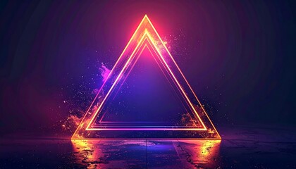 Neon triangle glowing on a dark floor