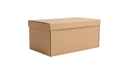 Isolated cardboard box, top lid, neutral color, for storage, product packaging, delivery