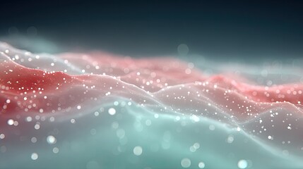 Abstract Digital Data Flow with Glowing Particles Network in Red and Cyan
