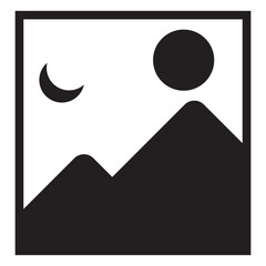 Image Placeholder Icon – Photo Frame Symbol with Mountain and Moon